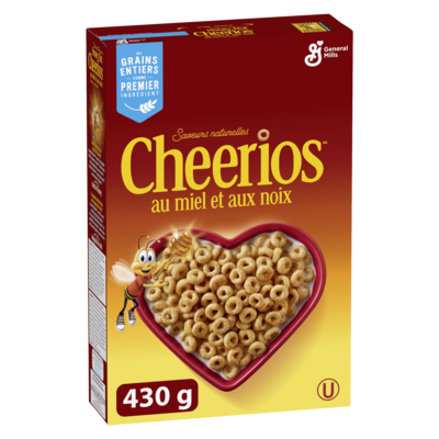 General Mills Cheerios Miel & Noix, Céréales à Base de Grains Entiers 430 g, 1,35 $/100g