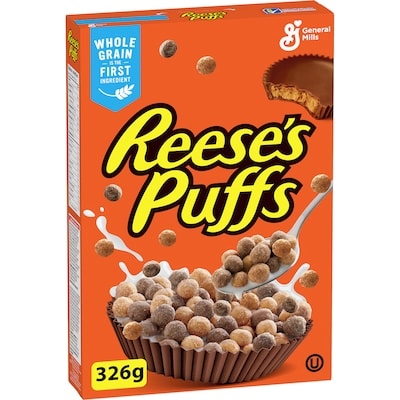 General Mills Reese's Puffs Breakfast Cereal, Peanut Butter Chocolate, Whole Grains 326 g, $1.78/100g