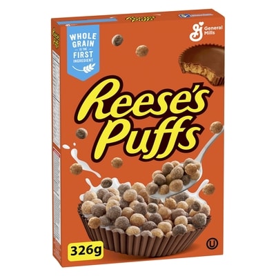 General Mills Reese's Puffs Breakfast Cereal, Peanut Butter Chocolate, Whole Grains 326 g, $0.92/100g