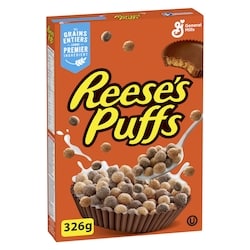 General Mills Reese's Puffs, Céréales Pour le Petit-Déjeuner Saveur Beurre d'Arachide et Chocolat, Grains Entiers 326 g, 1,78 $/100g