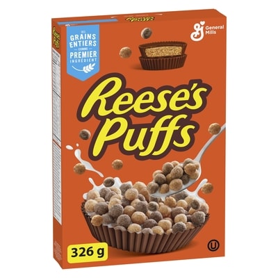 General Mills Reese's Puffs, Céréales Pour le Petit-Déjeuner Saveur Beurre d'Arachide et Chocolat, Grains Entiers 326 g, 1,78 $/100g