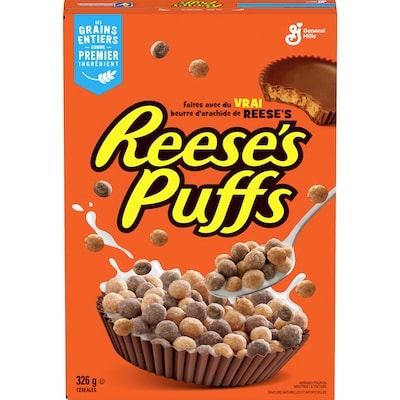 General Mills Reese's Puffs, Céréales Pour le Petit-Déjeuner Saveur Beurre d'Arachide et Chocolat, Grains Entiers 326 g, 1,07 $/100g
