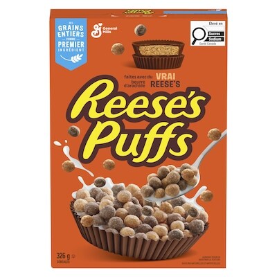 Reese's Puffs, Céréales Pour le Petit-Déjeuner Saveur Beurre d'Arachide et Chocolat, Grains Entiers