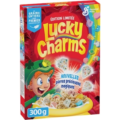 General Mills Lucky Charms Céréales de Petit Déjeuner Avec des Guimauves, Grains Entiers 300 g, 1,93 $/100g