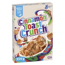 General Mills Cinnamon Toast Crunch Breakfast Cereal, Whole Grains and Real Cinnamon 354 g, $0.81/100g