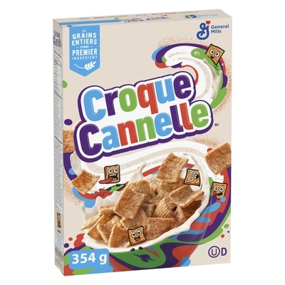 General Mills Croque Cannelle,Céréales Pour le Petit-déjeuner au Gout De Cannelle Authentique, Grains Entiers 354 g, 1,41 $/100g