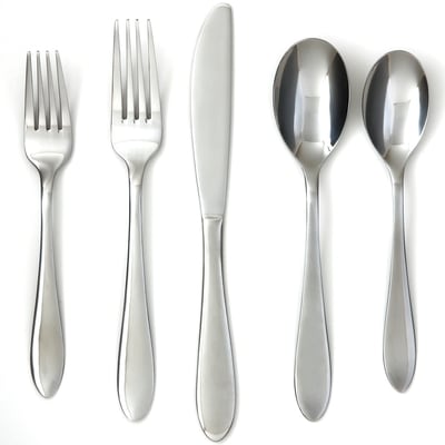 President's Choice 46 Piece 18/10 Flatware Set, Eight 5-Piece Serving Set with Wooden Storage Tray