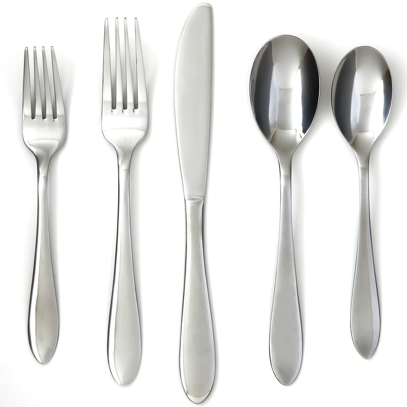 President's Choice 46 Piece 18/10 Flatware Set, Eight 5-Piece Serving Set with Wooden Storage Tray