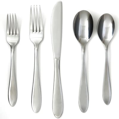 President's Choice 46 Piece 18/10 Flatware Set, Eight 5-Piece Serving Set with Wooden Storage Tray