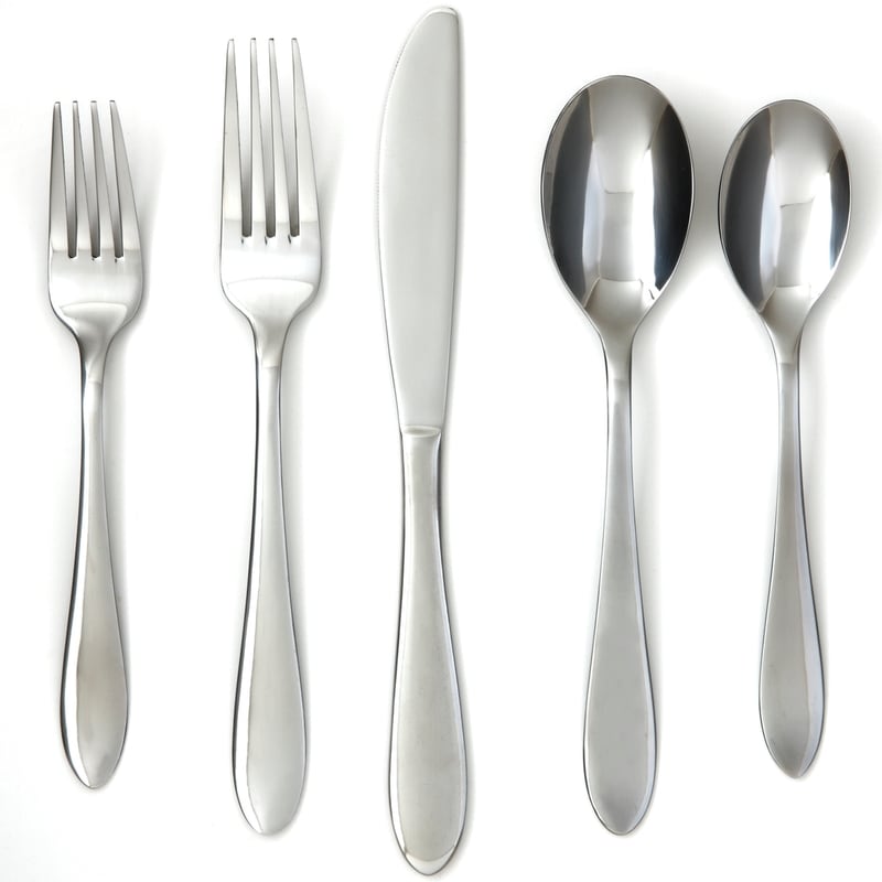 President's Choice 46 Piece 18/10 Flatware Set, Eight 5-Piece Serving Set with Wooden Storage Tray