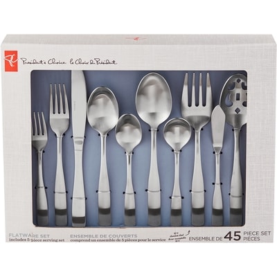 President's Choice President's Choice 46 Piece 18/10 Flatware Set, Eight 5-Piece Serving Set with Wire Storage Tray 45x1.0 ea, $1.82/1ea