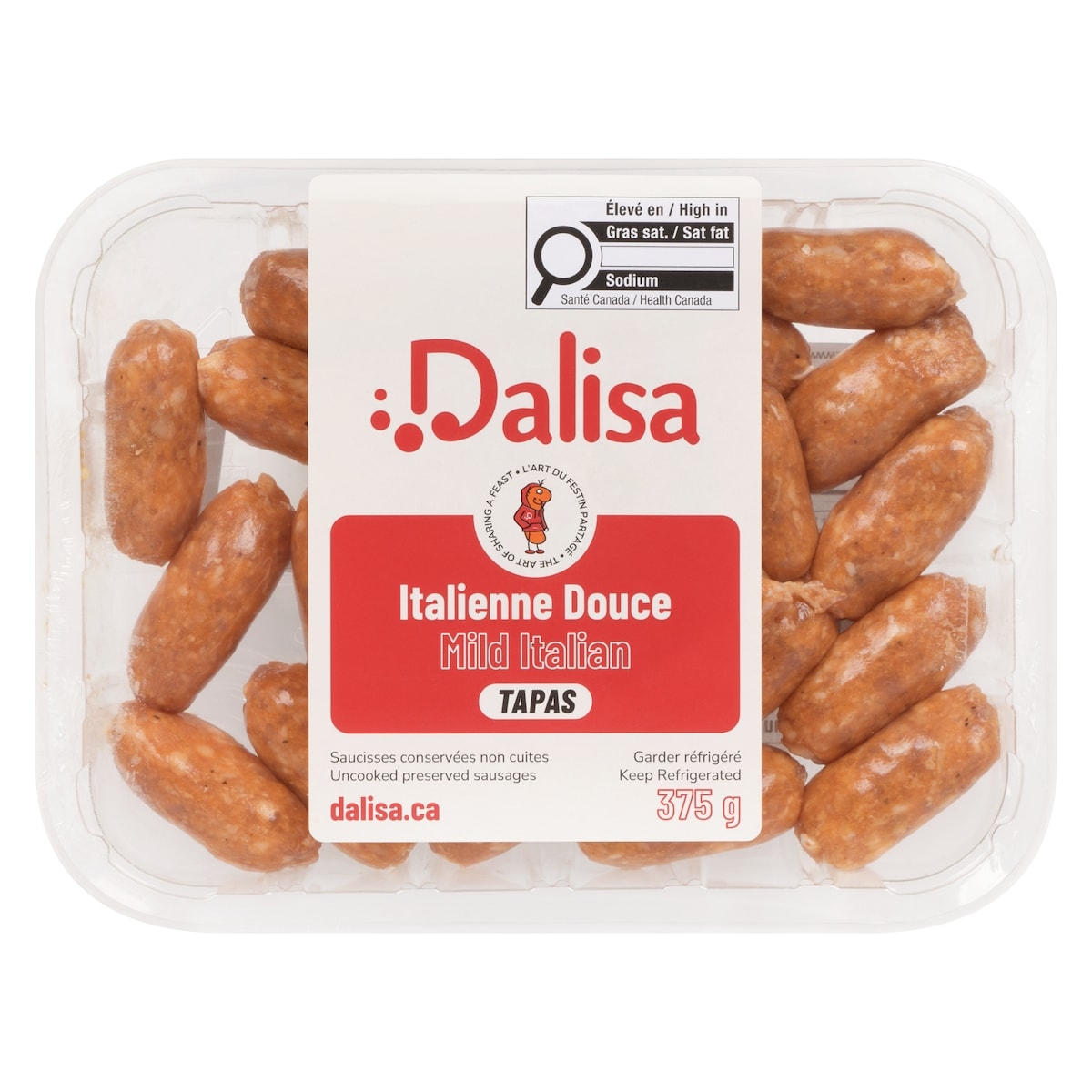 Dalisa Uncooked Preserved Sausages Mild Italian 375 g 375 g, $2.13/100g