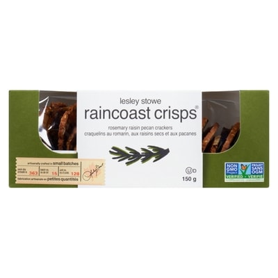 Lesley Stowe’s Lesley Stowe Raincoast Crisps Craquelins au Romarin, aux Raisins Secs et aux Pacanes 150 g, 5,33 $/100g