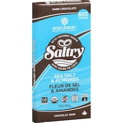 Zazubean Dark Chocolate Sea Salt & Almonds - 85 g | Fortinos