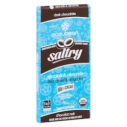 Zazubean Dark Chocolate Sea Salt & Almonds - 85 g | Fortinos
