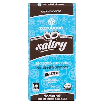 Zazubean Saltry Chocolat Noir Fleur de Sel & Amandes 85 g, 5,88 $/100g