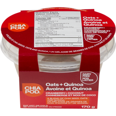 null Gruau Chia Pod, noix de coco et canneberges 170 g, 2,94 $/100g