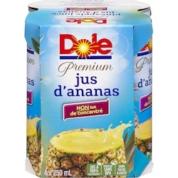 Dole Premium Jus d'Ananas 4 x 250 ml 4x250.0 ml, 0,50 $/100ml