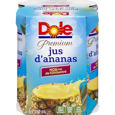 Dole Premium Jus d'Ananas 4 x 250 ml 4x250.0 ml, 0,50 $/100ml