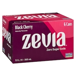 Zevia Zero Sugar Soda, Black Cherry - 6x355.0 ml | Real