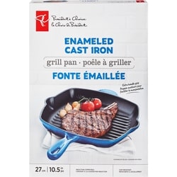 Enameled Cast Iron Grill Pan - Blue