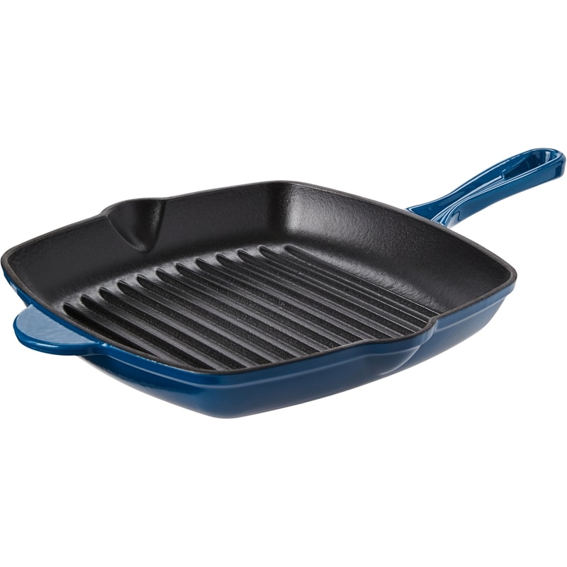 Enameled Cast Iron Grill Pan - Blue