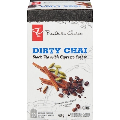 President's Choice Dirty Chai Black Tea with Espresso Coffee 20 ea, $0.25/1ea