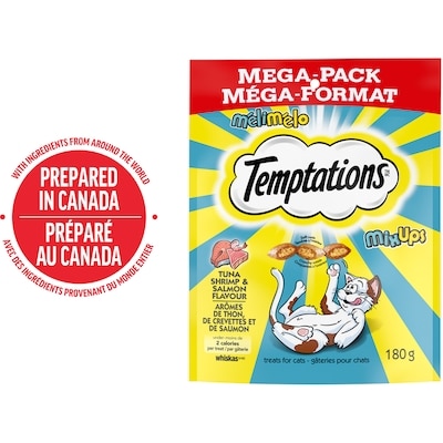 Temptations Mix-Ups Tuna, Shrimp & Salmon Flavour Adult Cat Treats 180 g, $1.94/100g