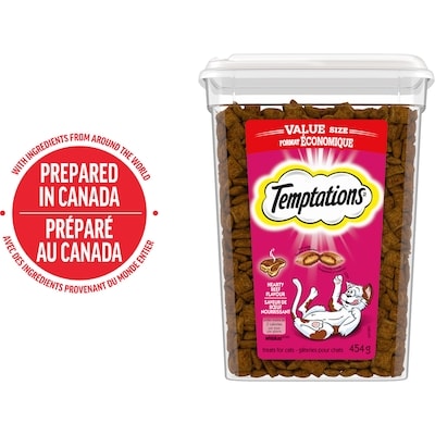 Temptations Hearty Beef Flavour Adult Cat Treats 454 g, $1.31/100g