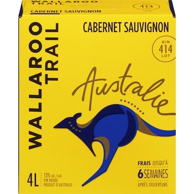 Wallaroo Trail Vin rouge Cab-Sauv vin BIN 414, 4 L (Pièce d’identité requise au moment du ramassage) 4000 ml, 1,15 $/100ml