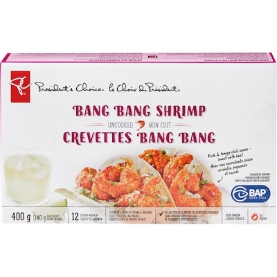 President's Choice Bang Bang Shrimp 400 g, $3.25/100g