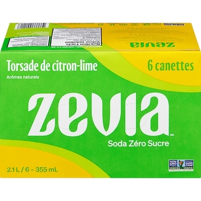 Zavia Soda zéro sucre, torsade de citron-lime 6x355.0 ml, 0,34 $/100ml