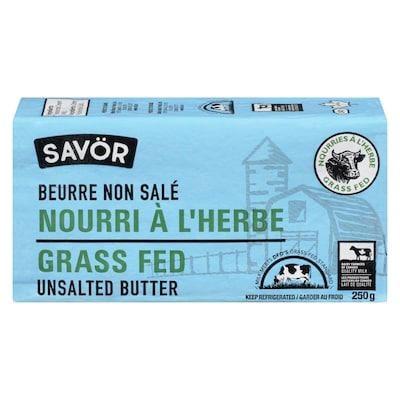 Savor Grass Fed Unsalted Butter 250 g, $3.20/100g