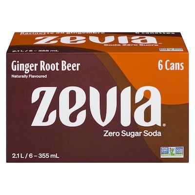 Zevia Zero Sugar Soda, Ginger Root Beer 6x335.0 ml, $0.35/100ml