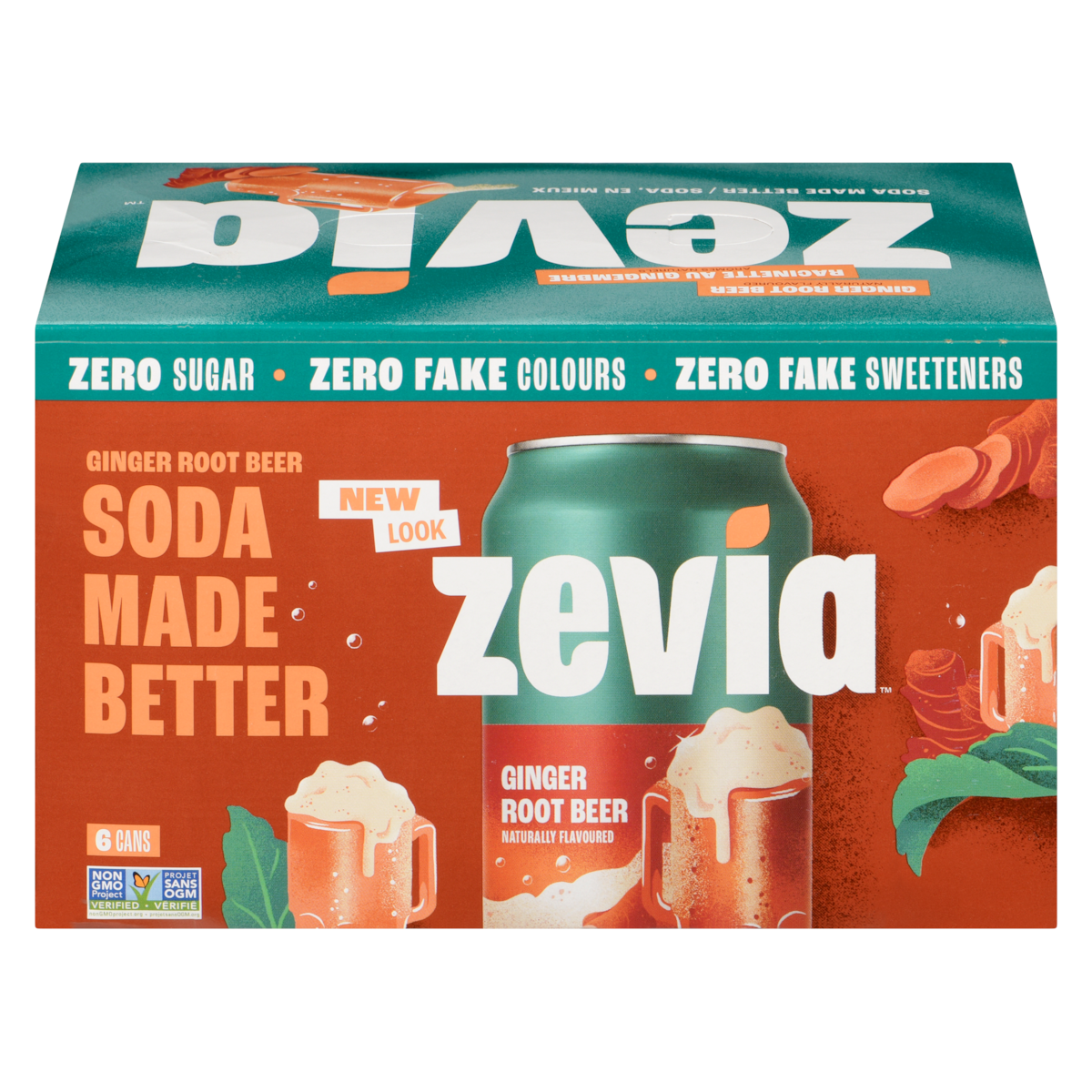 Zevia Zero Sugar Soda, Ginger Root Beer