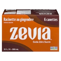 Zavia Soda zéro sucre, racinette au gingembre 6x335.0 ml, 0,40 $/100ml