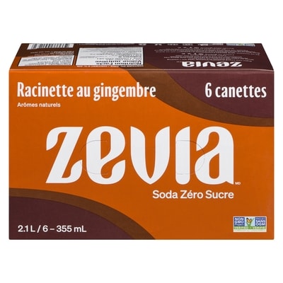 Zavia Soda zéro sucre, racinette au gingembre 6x335.0 ml, 0,35 $/100ml