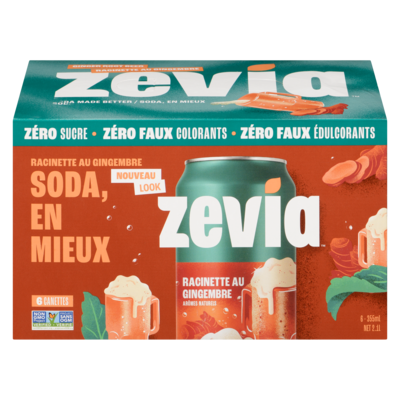 Zavia Soda zéro sucre, racinette au gingembre 6x335.0 ml, 0,27 $/100ml