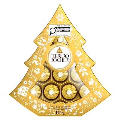 Ferrero Rocher Fins chocolats à la noisette, boîte-cadeau en forme de sapin de Noël, 12 confiseries 150 g, 9,33 $/100g