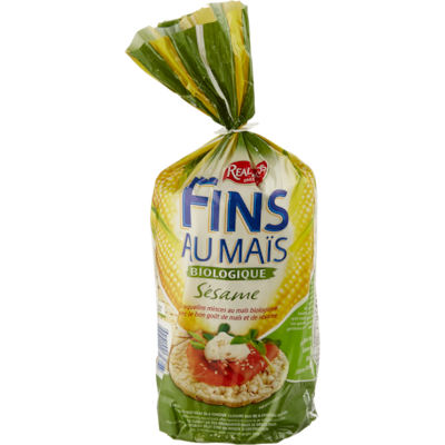Real Foods Fins au Maïs Crispbread Slices Biologique Sésame 150 g, 2,39 $/100g