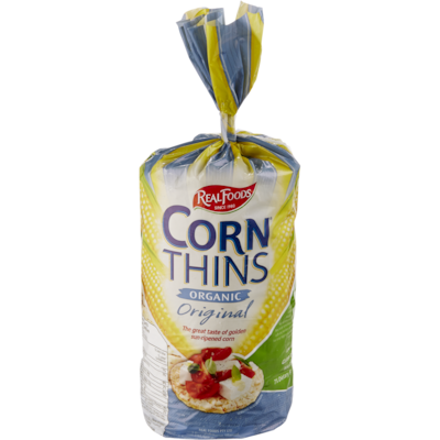 Real Foods Corn Thins Crispbread Slices Original Organic 150 g, $2.53/100g