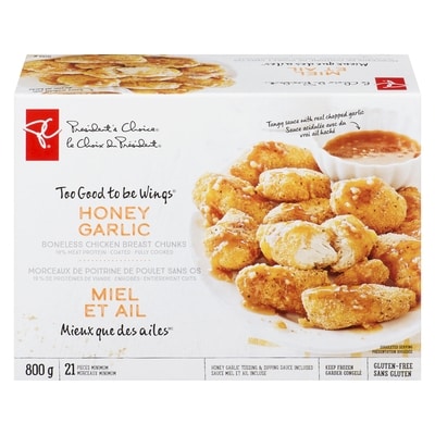 President's Choice Too Good To Be Wings, Honey Garlic 800 g, $2.13/100g
