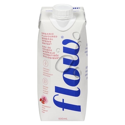 Flow Water Flavoured Water Organic Strawberry + Rose 500 ml, $0.40/100ml