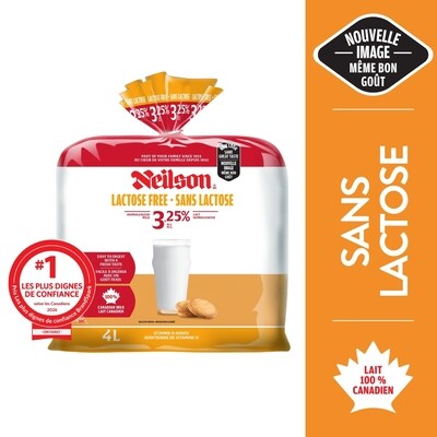 Neilson Lait 3.25% sans lactose 4 l, 0,29 $/100ml
