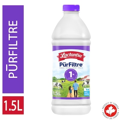 Lactantia Purfiltre. lait partiellement écrémé 1 % 1.5 l, 0,35 $/100ml
