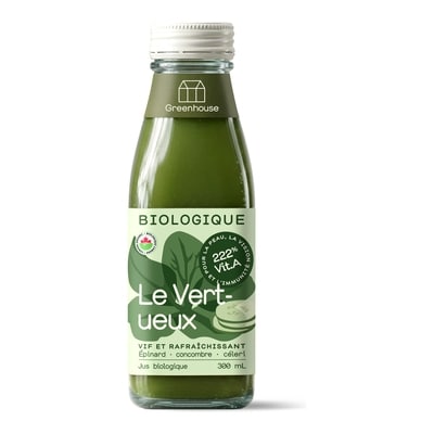 Greenhouse Jus vert pressé à froid biologique Le Vertueux 300 ml, 2,33 $/100ml