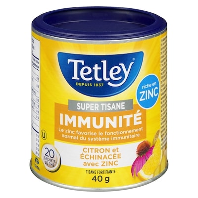 Tetley Super Tisane Immunité Citron et Échinacée avec Zinc 20 Sachets de Thé 20 ea, 0,27 $/1ch