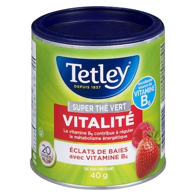 Tetley Super Thé Vert Vitalité Éclats de Baies avec Vitamine B? 20 Sachets de Thé 20 ea, 0,27 $/1ch
