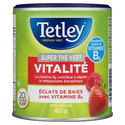 Super Thé Vert Vitalité Éclats de Baies avec Vitamine B? 20 Sachets de Thé
