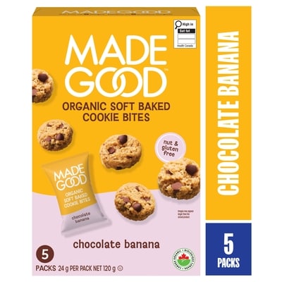 Made Good Mini-biscuits moelleux Chocolat banane Boîte de 5 sachets 120 g, 3,33 $/100g